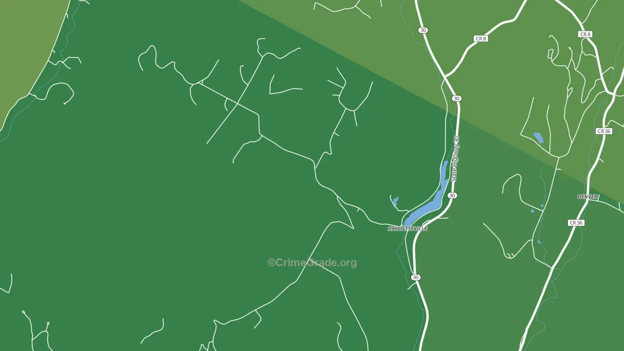 Halcottsville, NY Map of Vehicle Theft Rates