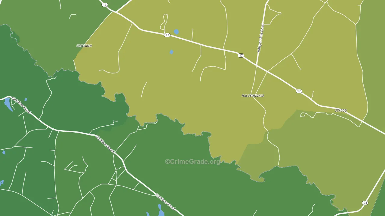 Halcyondale, GA Map of Vehicle Theft Rates
