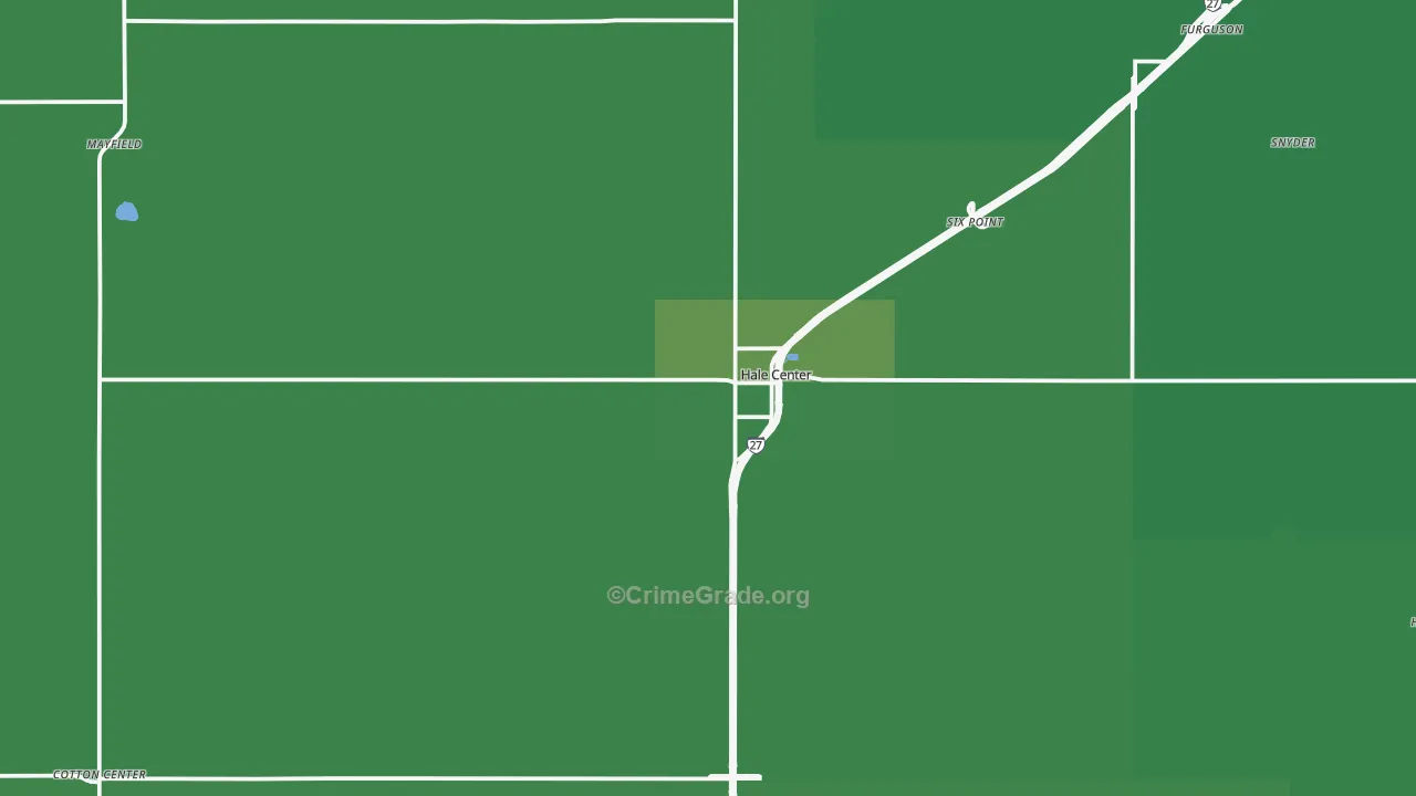 Hale Center, TX Map of Vehicle Theft Rates