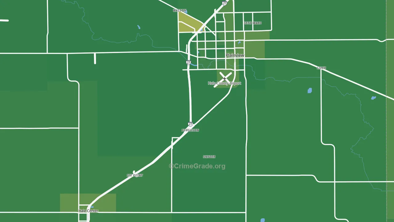 Hale County, TX Map of Vehicle Theft Rates