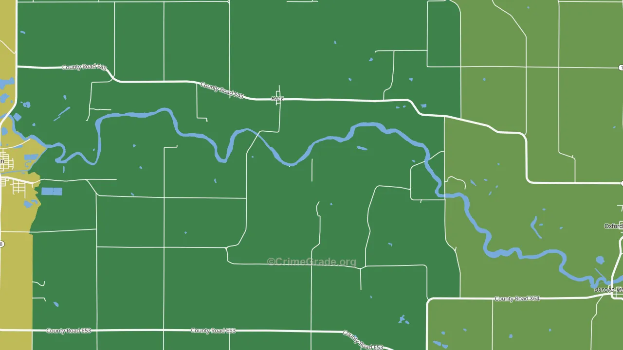 Hale, IA Map of Vehicle Theft Rates