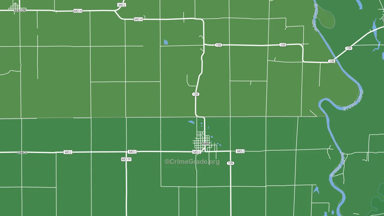 Hale, MO Map of Vehicle Theft Rates