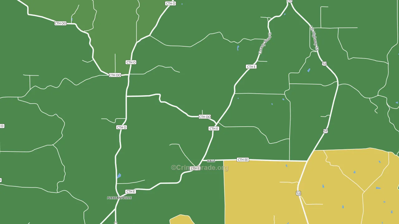 Hale, WI Map of Vehicle Theft Rates