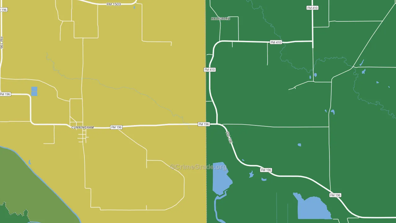 Halesboro, TX Map of Vehicle Theft Rates
