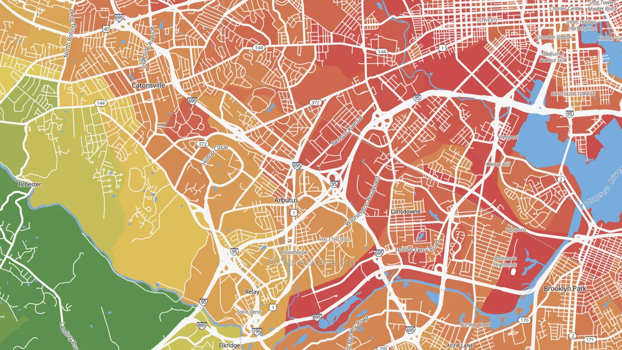 Halethorpe, MD Map of Vehicle Theft Rates