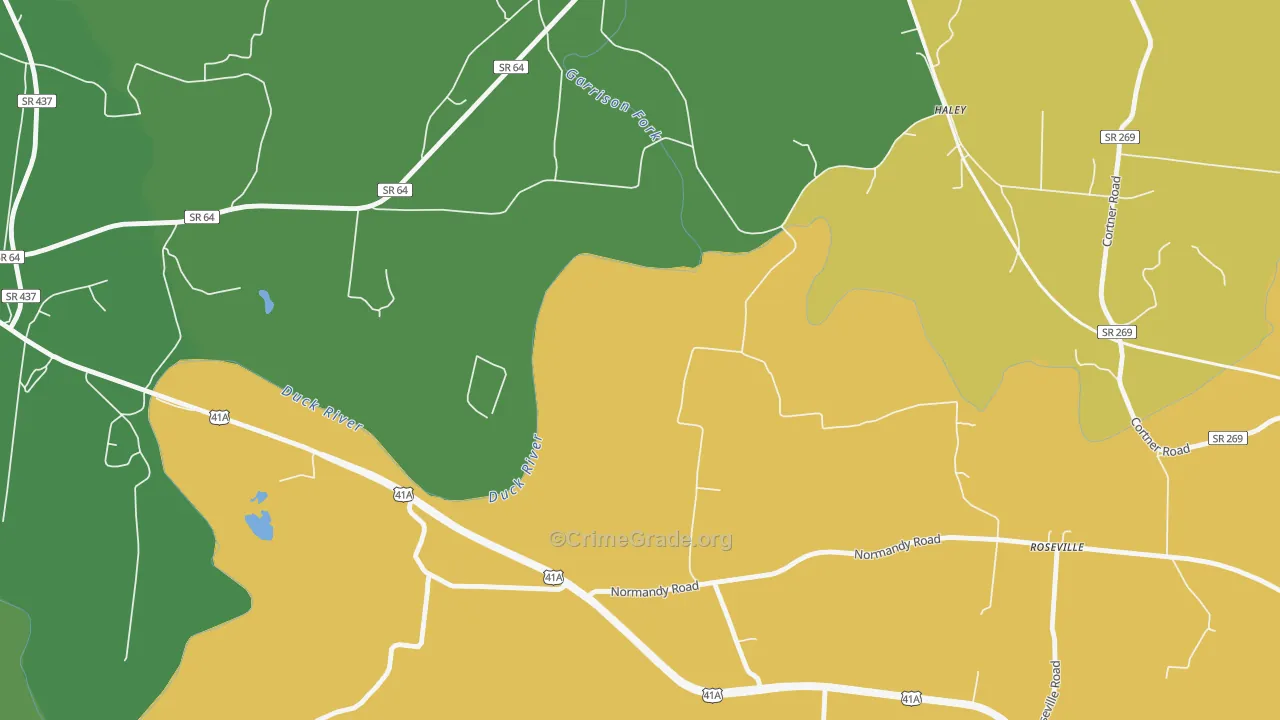 Haley, TN Map of Vehicle Theft Rates