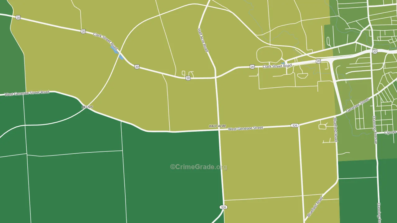 Half Acre, NY Map of Vehicle Theft Rates