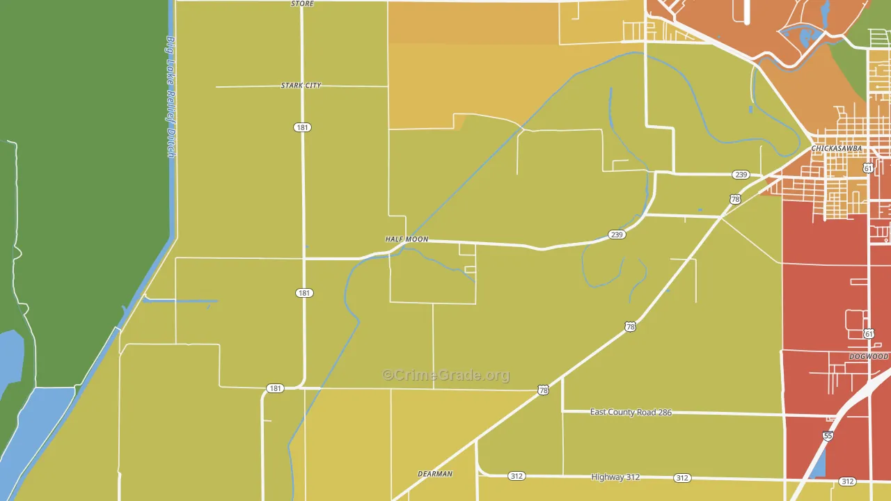 Half Moon, AR Map of Vehicle Theft Rates