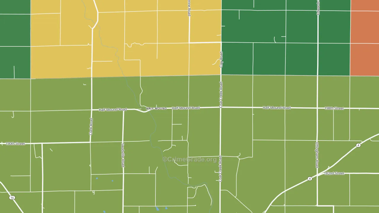 Half Mound, KS Map of Vehicle Theft Rates