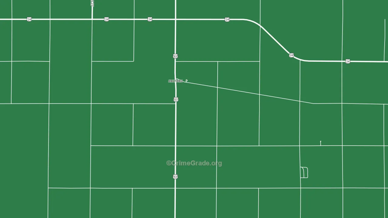 Halford, KS Map of Vehicle Theft Rates