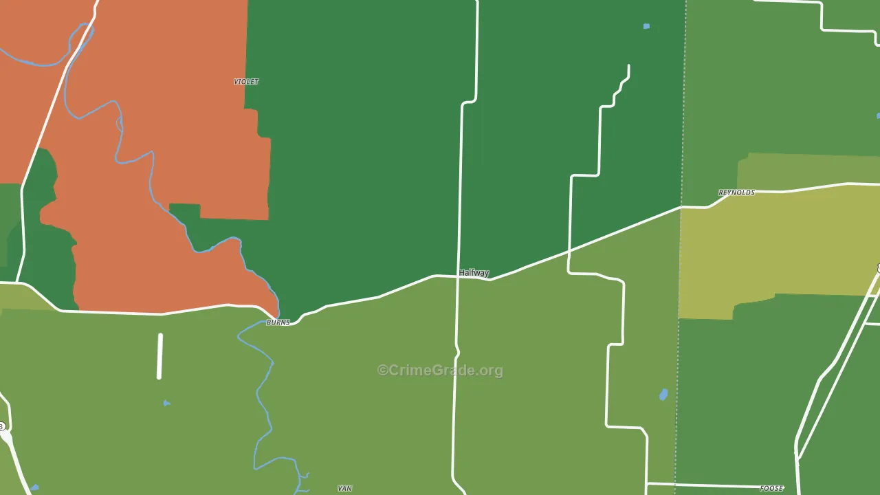 Halfway, MO Map of Vehicle Theft Rates