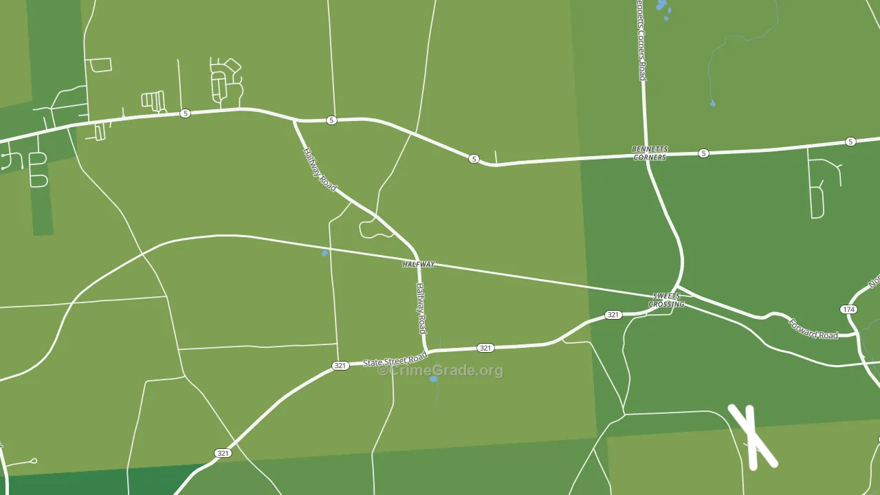 Halfway, NY Map of Vehicle Theft Rates