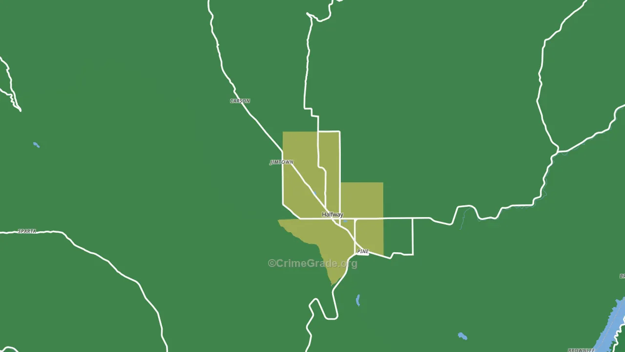 Halfway, OR Map of Vehicle Theft Rates