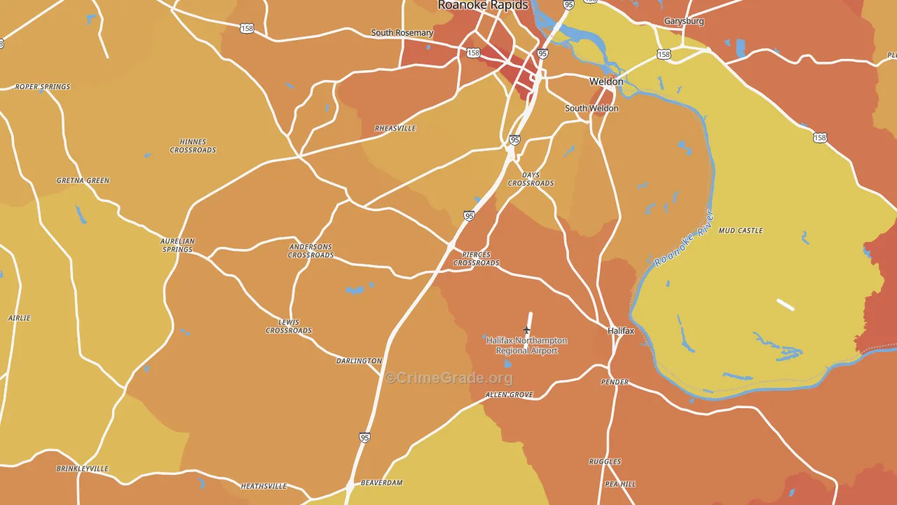 Halifax County, NC Map of Vehicle Theft Rates
