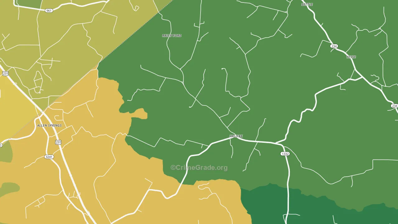 Halifax, KY Map of Vehicle Theft Rates