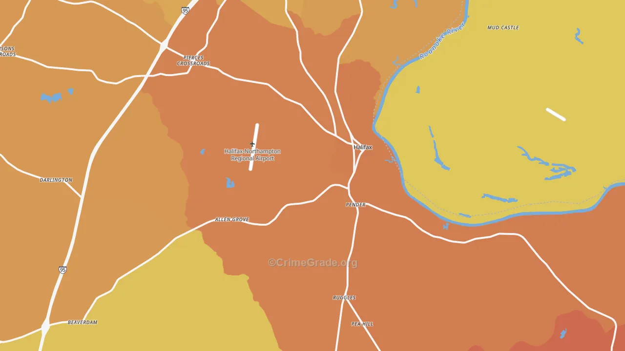 Halifax, NC Map of Vehicle Theft Rates
