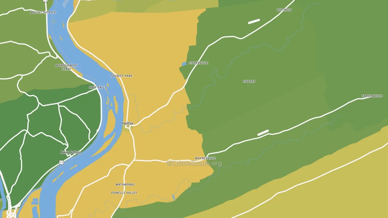 Halifax, PA Map of Vehicle Theft Rates