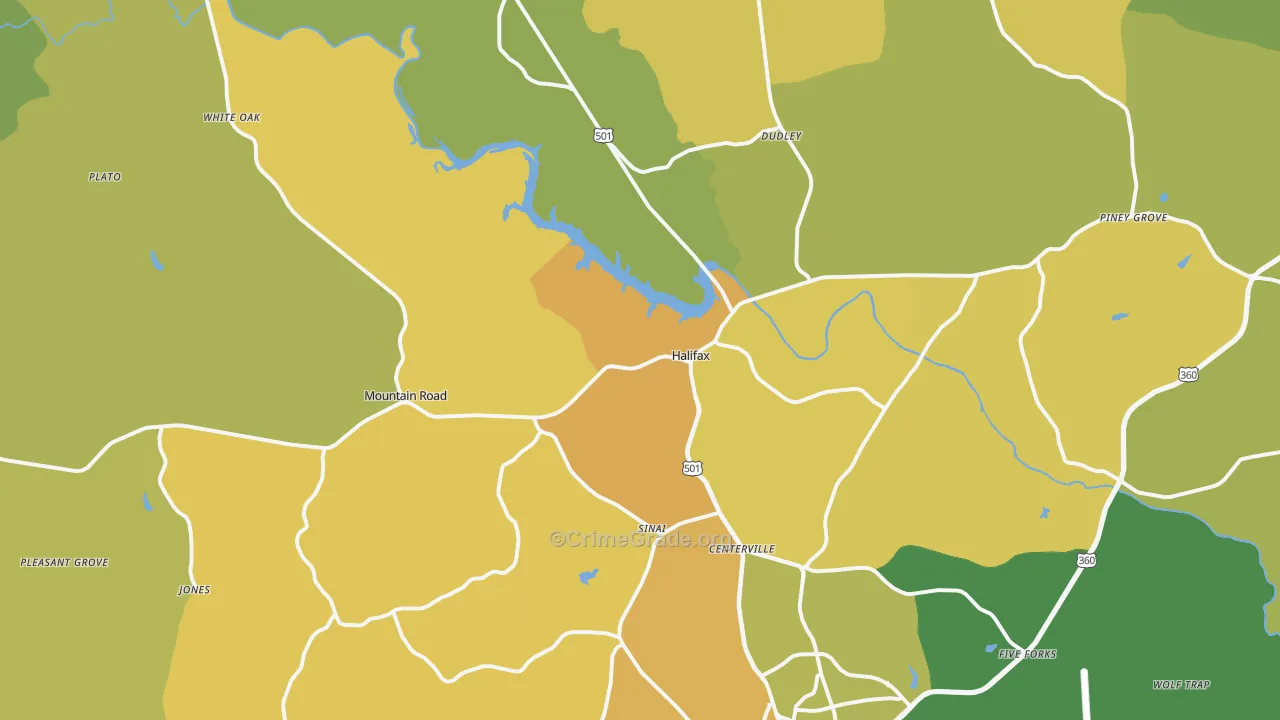 Halifax, VA Map of Vehicle Theft Rates