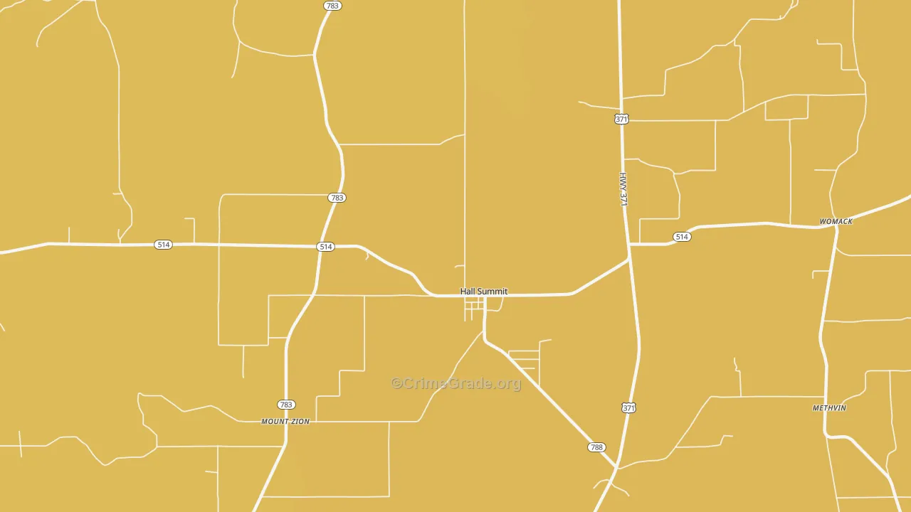 Hall Summit, LA Map of Vehicle Theft Rates