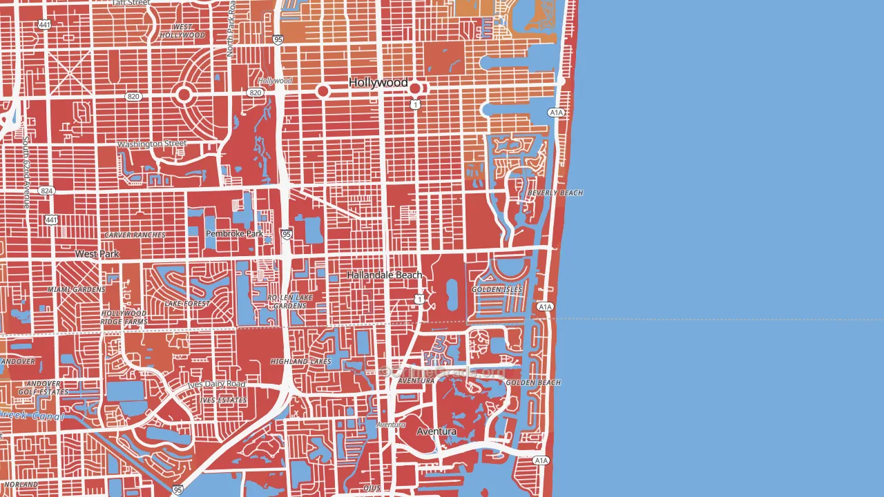 Hallandale Beach, FL Map of Vehicle Theft Rates