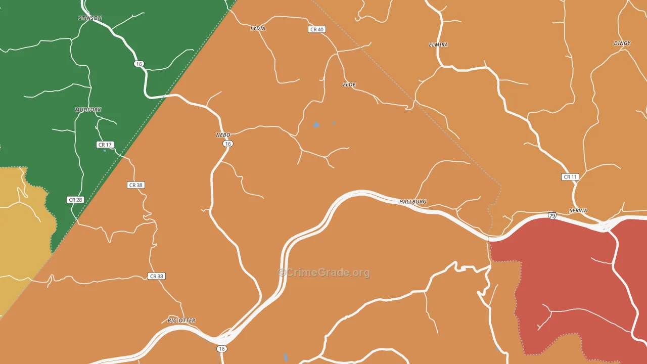 Hallburg, WV Map of Vehicle Theft Rates
