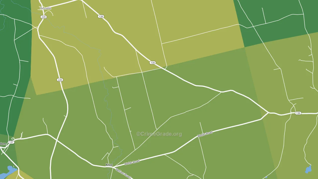 Halldale, ME Map of Vehicle Theft Rates