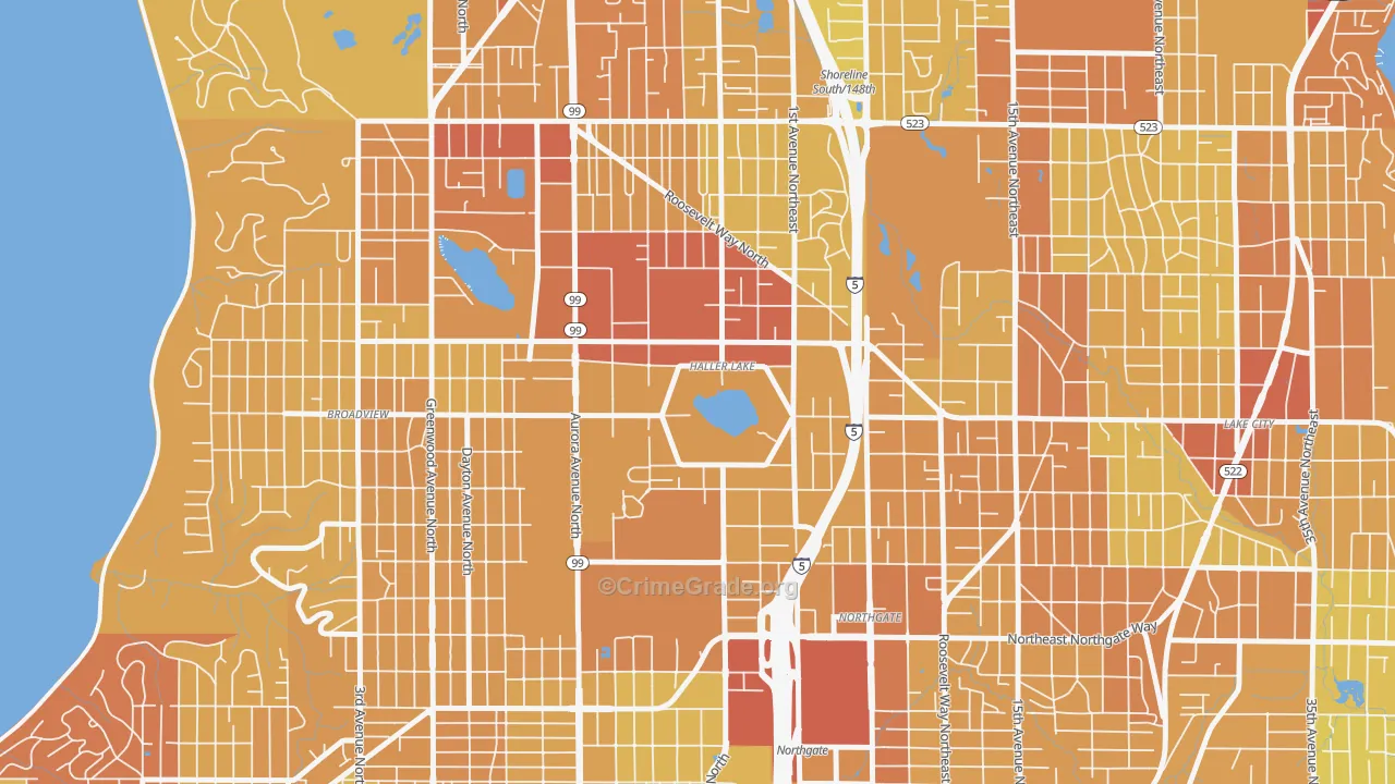 Haller Lake, Seattle, WA Map of Vehicle Theft Rates
