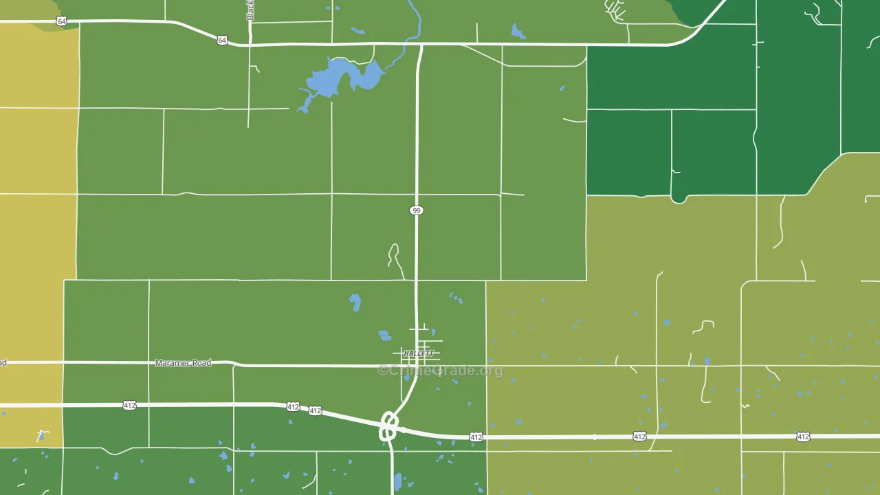 Hallett, OK Map of Vehicle Theft Rates