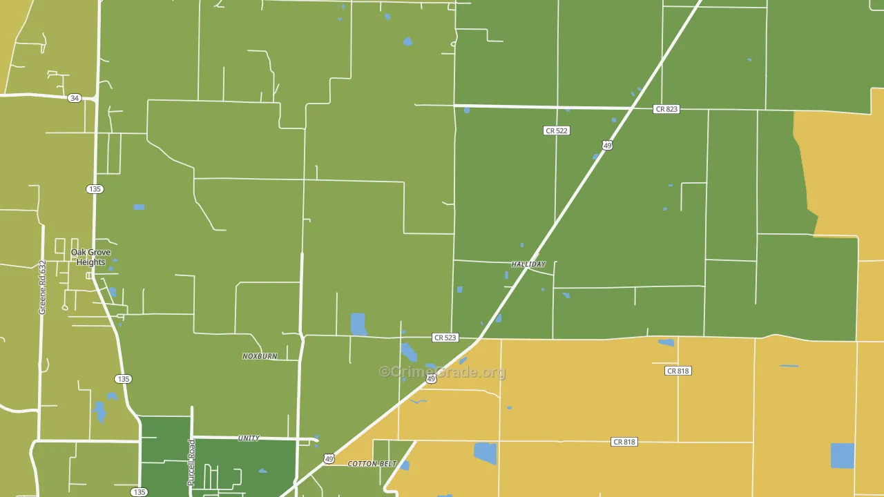 Halliday, AR Map of Vehicle Theft Rates