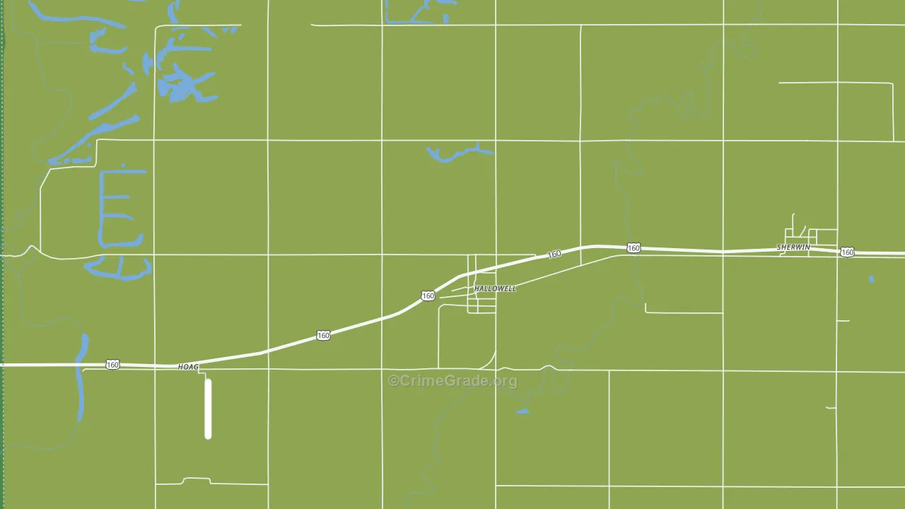 Hallowell, KS Map of Vehicle Theft Rates