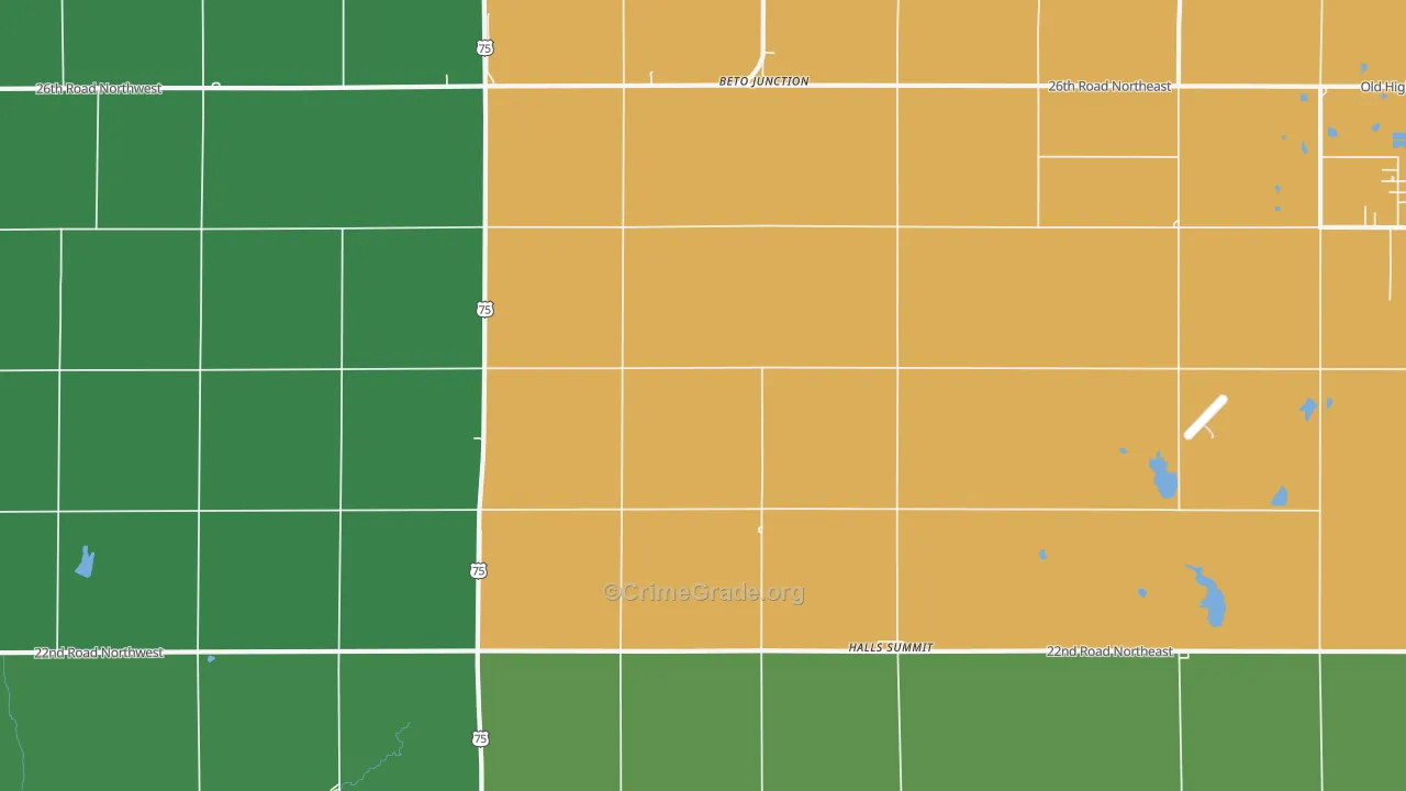 Halls Summit, KS Map of Vehicle Theft Rates