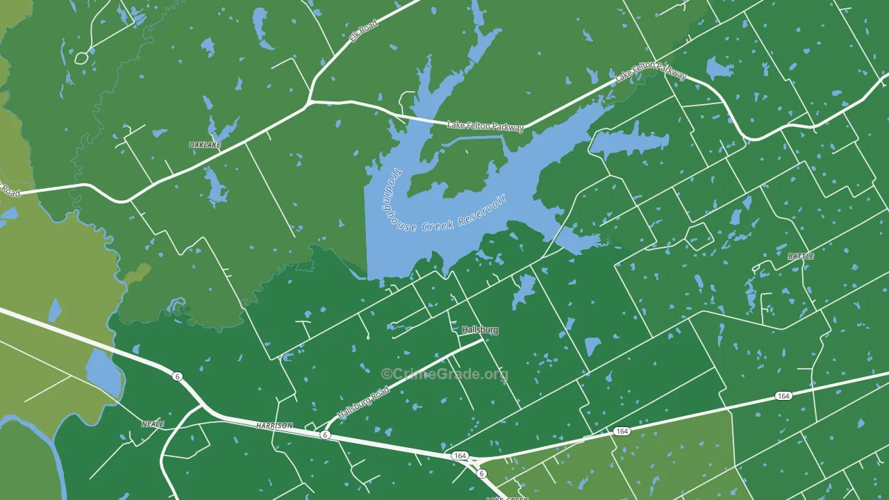 Hallsburg, TX Map of Vehicle Theft Rates