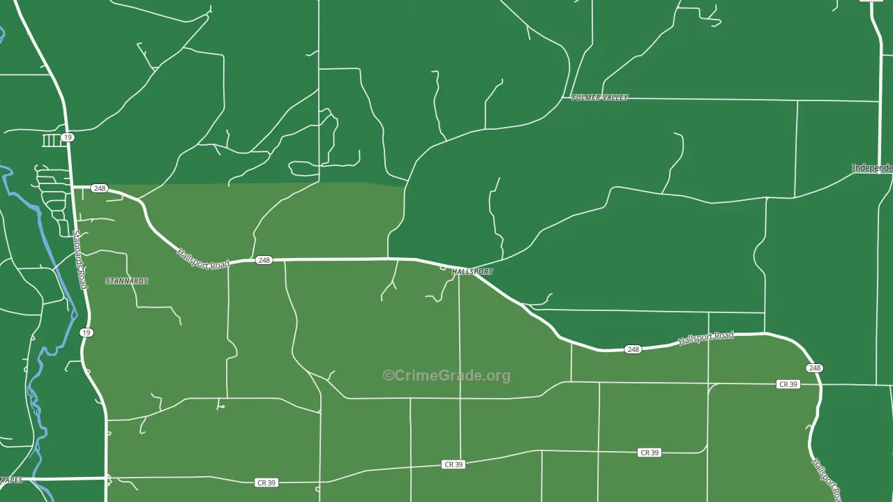 Hallsport, NY Map of Vehicle Theft Rates
