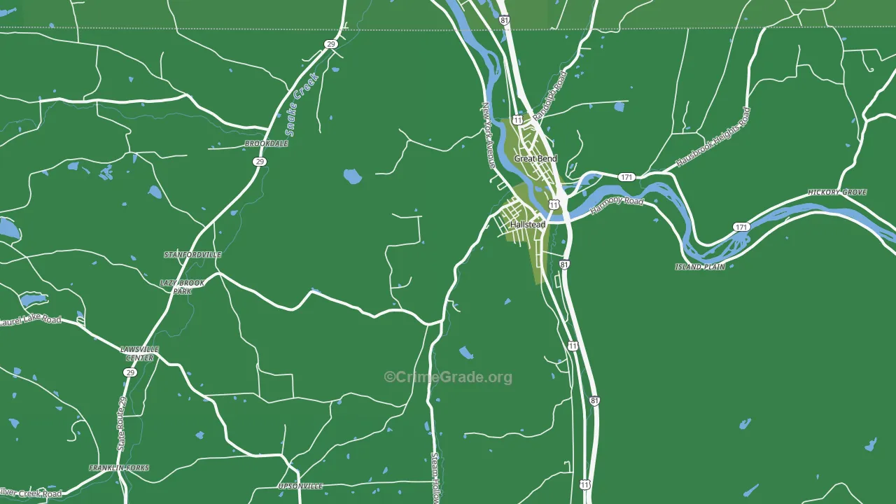 Hallstead, PA Map of Vehicle Theft Rates