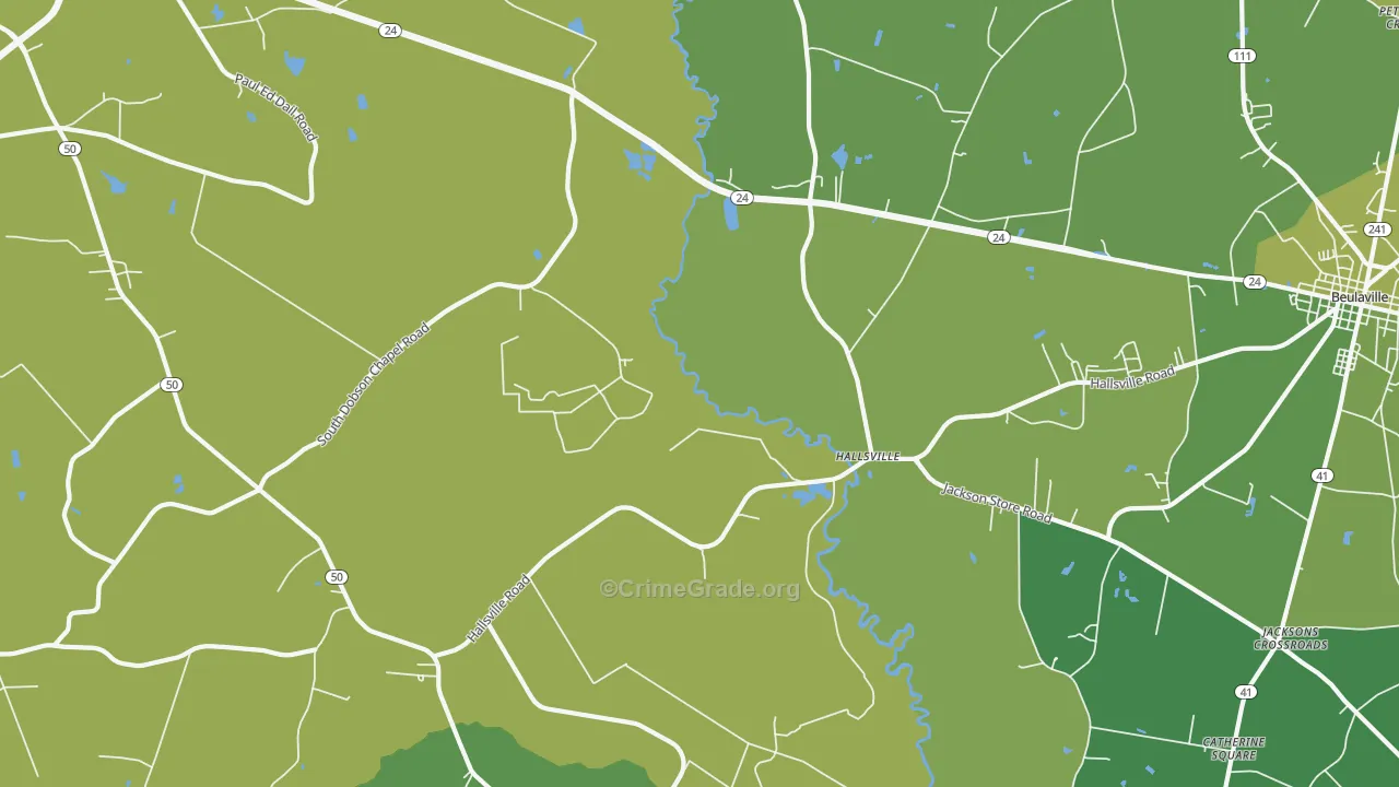 Hallsville, NC Map of Vehicle Theft Rates