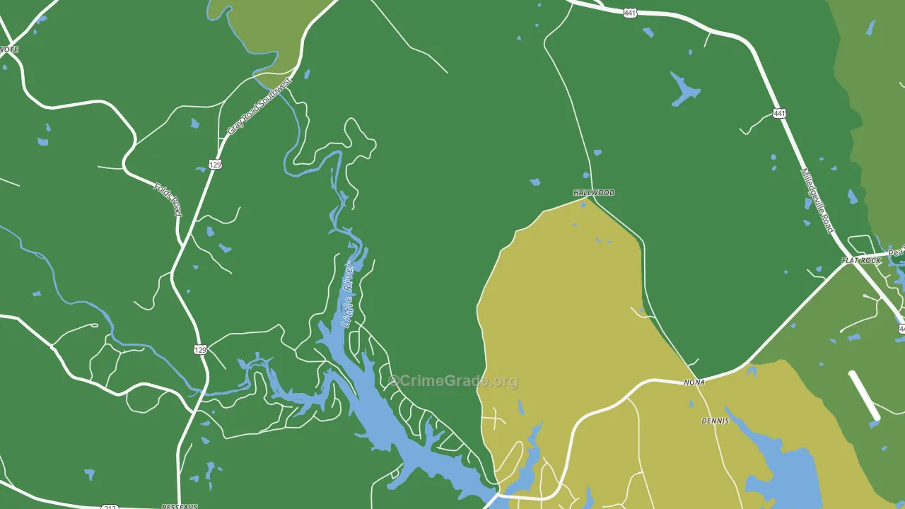 Hallwood, GA Map of Vehicle Theft Rates