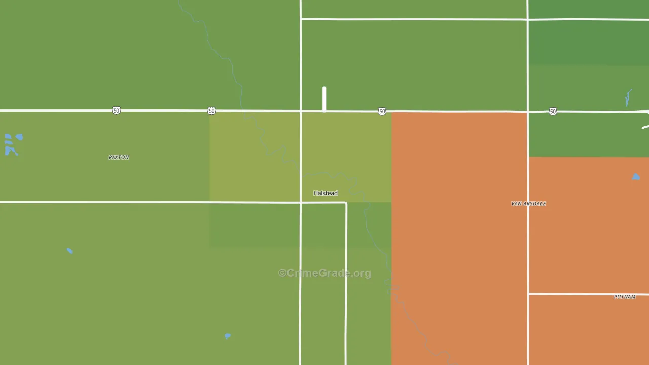 Halstead, KS Map of Vehicle Theft Rates