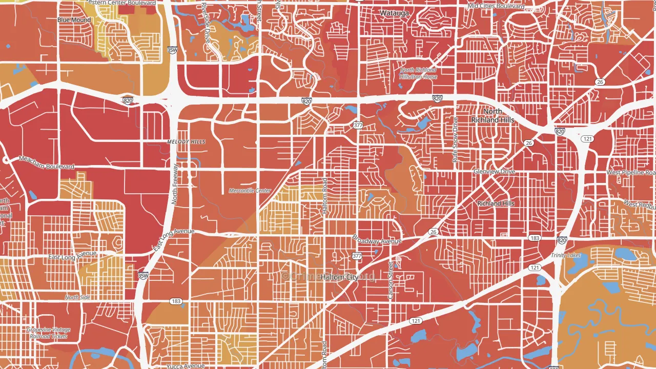 Haltom City, TX Map of Vehicle Theft Rates