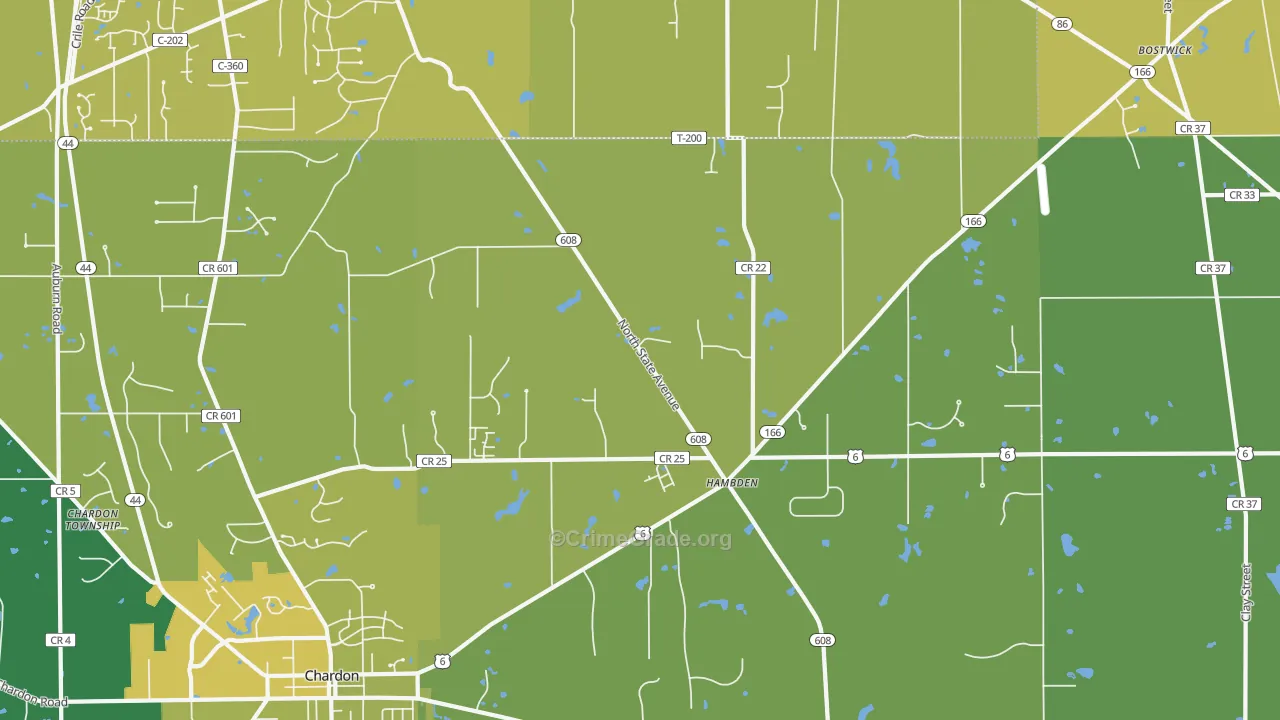 Hambden, OH Map of Vehicle Theft Rates