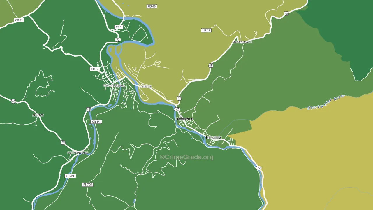 Hambleton, WV Map of Vehicle Theft Rates