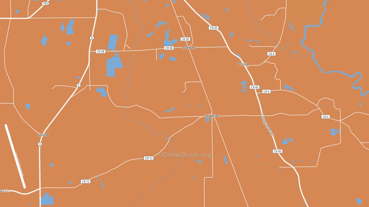 Hamburg, AL Map of Vehicle Theft Rates