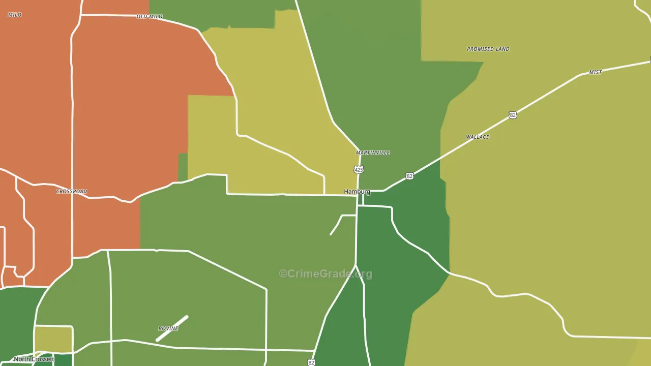 Hamburg, AR Map of Vehicle Theft Rates