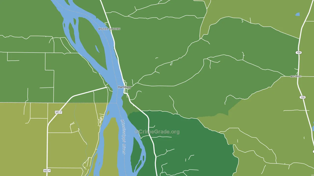 Hamburg, IL Map of Vehicle Theft Rates