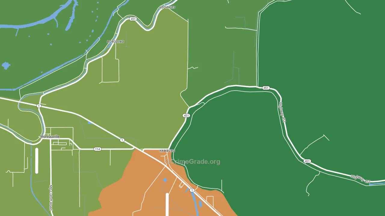 Hamburg, LA Map of Vehicle Theft Rates