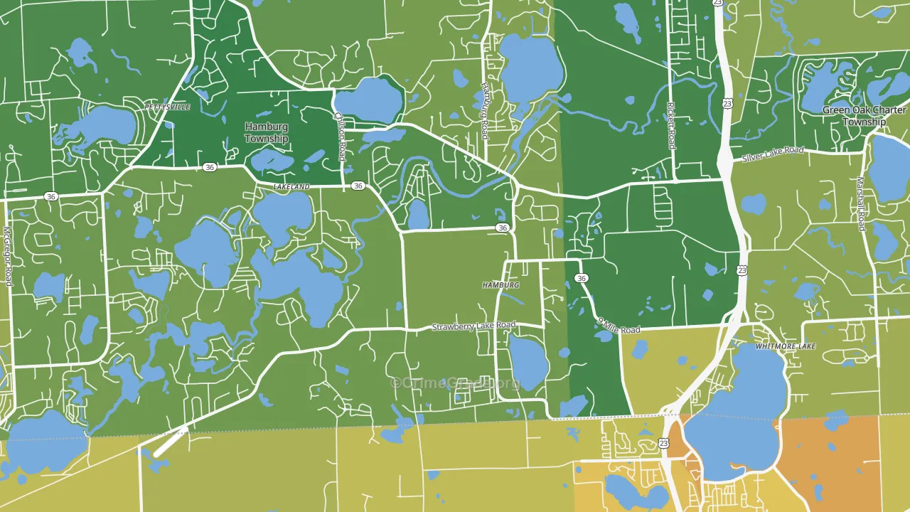 Hamburg, MI Map of Vehicle Theft Rates