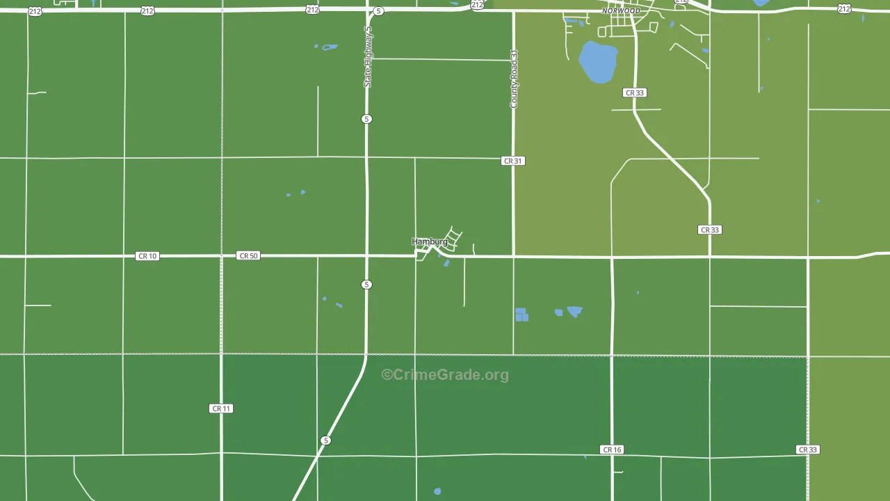 Hamburg, MN Map of Vehicle Theft Rates