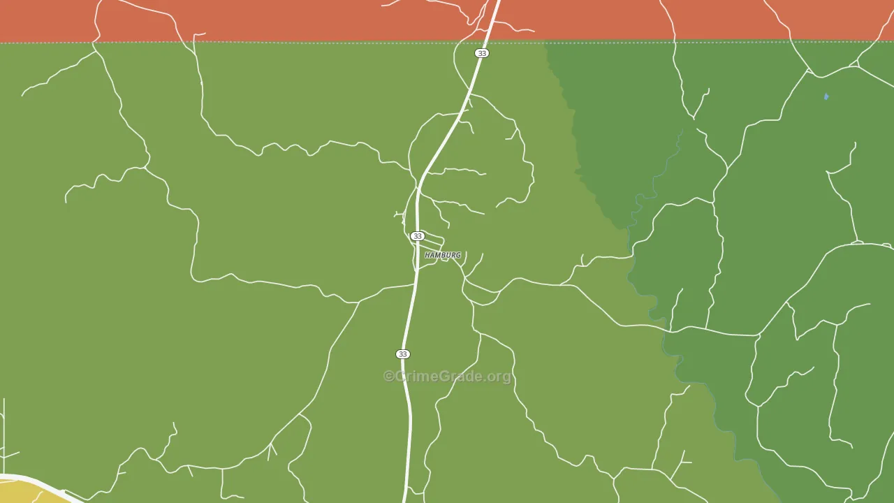 Hamburg, MS Map of Vehicle Theft Rates