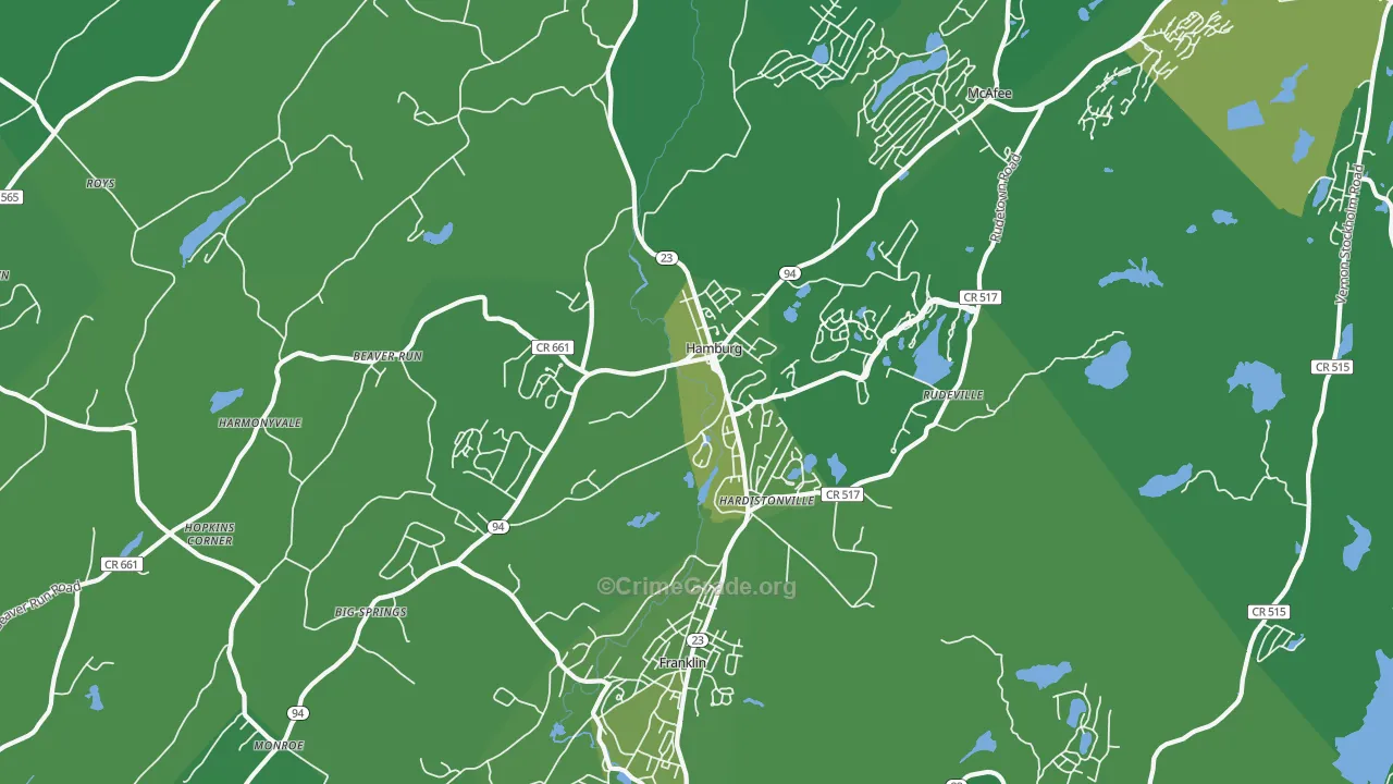 Hamburg, NJ Map of Vehicle Theft Rates