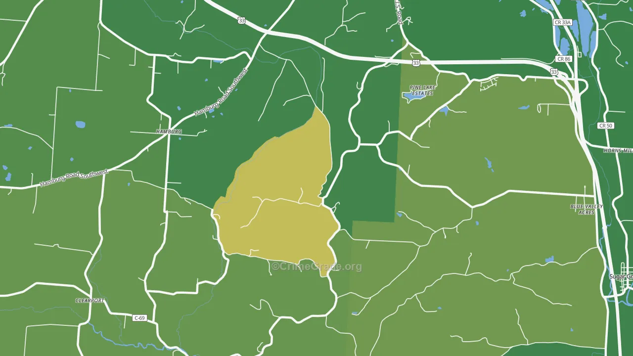 Hamburg, OH Map of Vehicle Theft Rates