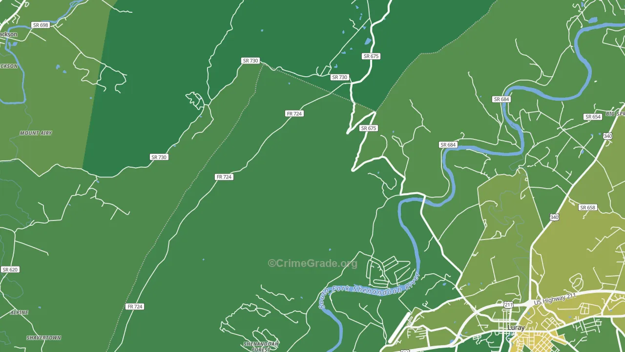 Hamburg, VA Map of Vehicle Theft Rates